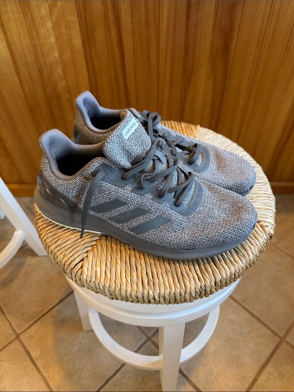 adidas Gray Knit Lace-Up Sneakers